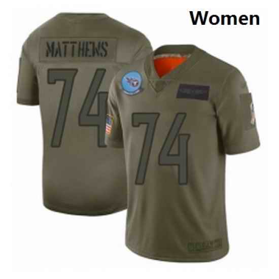 Womens Tennessee Titans 74 Bruce Matthews Limited Camo 2019 Salute to Service Football Jersey